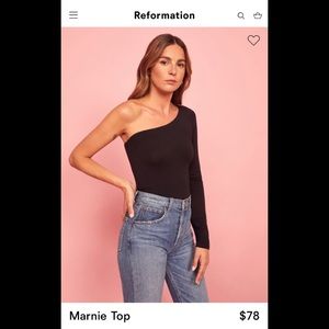 Reformation Marnie Black One-Shoulder Top